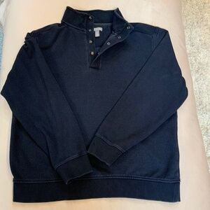 Van Heusen Blue L 1/4 Snap Fleece Corduroy accent Timeless Classic Preppy Resort